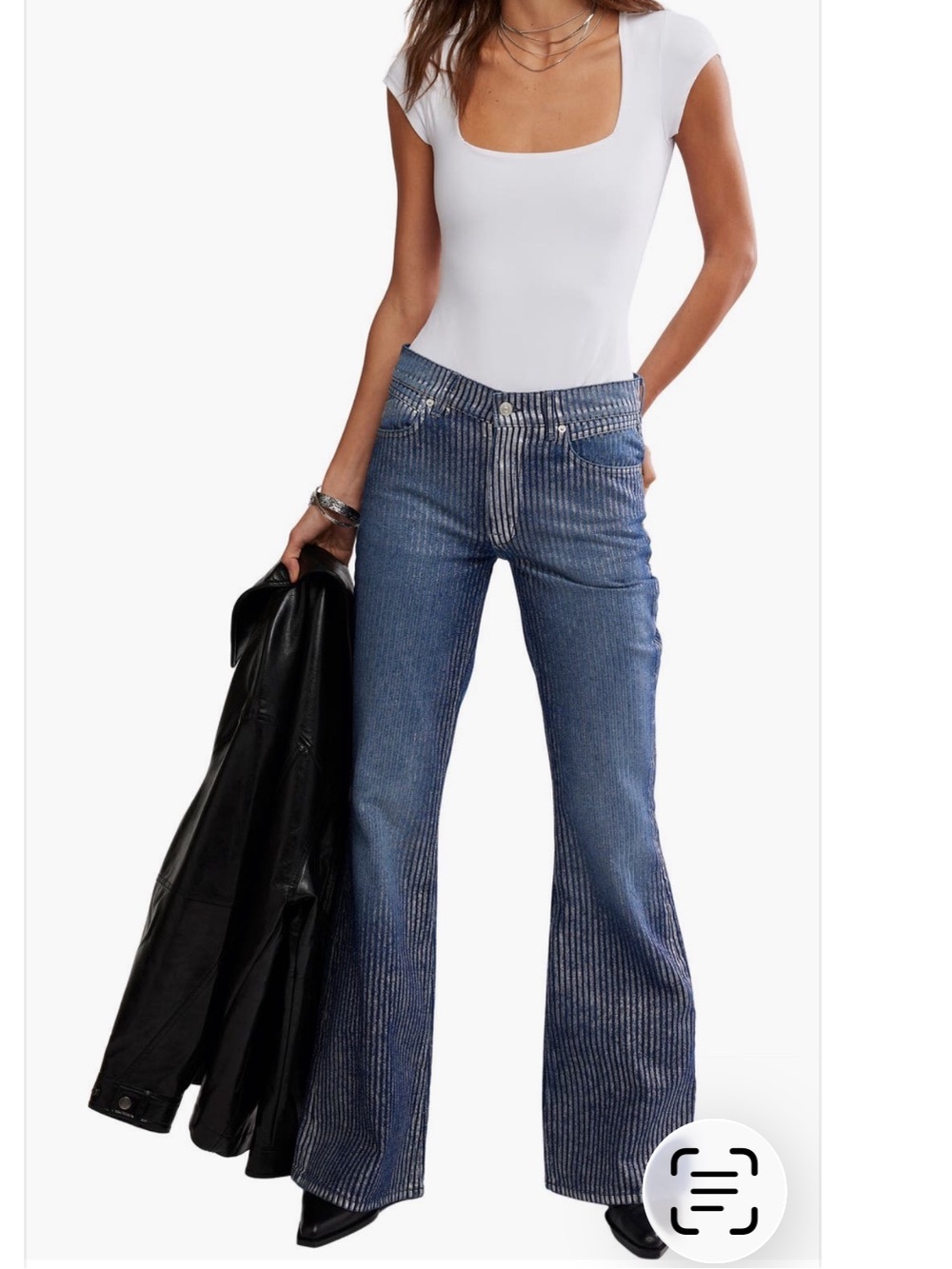 Free People high waisted metallic flare Jeans size 30 NWT West Coast